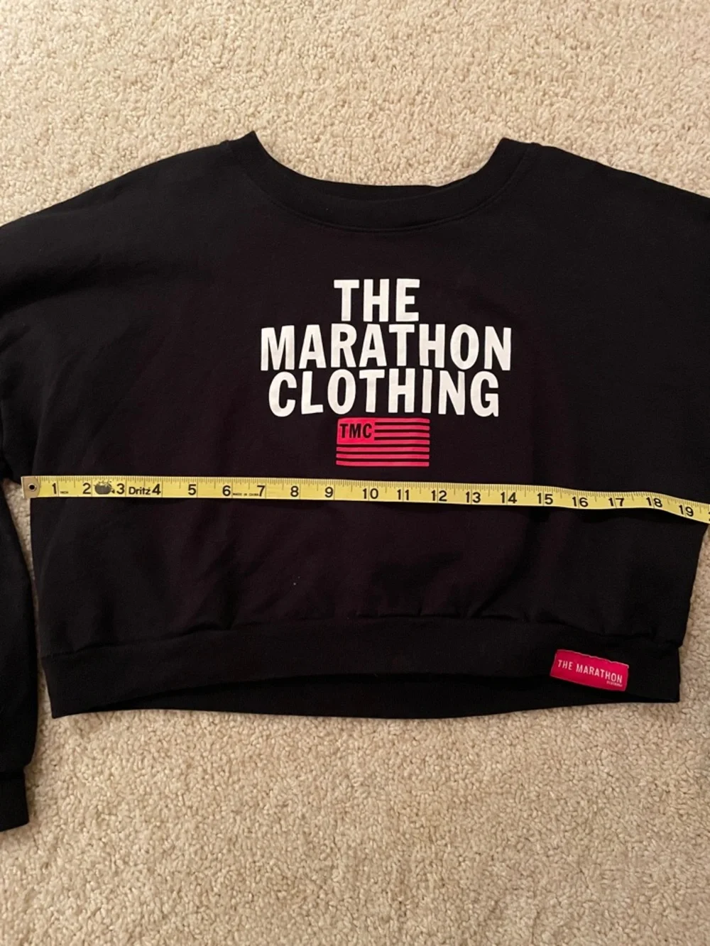 The Marathon Clothing Black Cropped Crewneck with White Logo - Picture 6 of 8